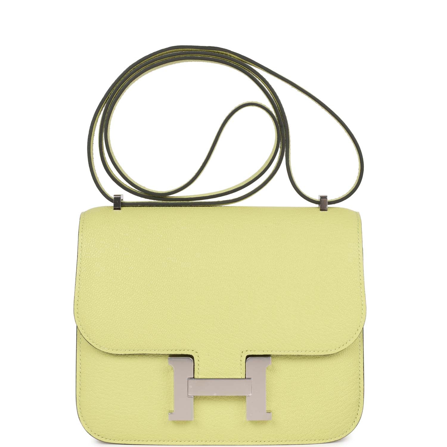Hermes Constance Jaune Bourgeon Chevre Palladium Hardware Handbag Travel Bag