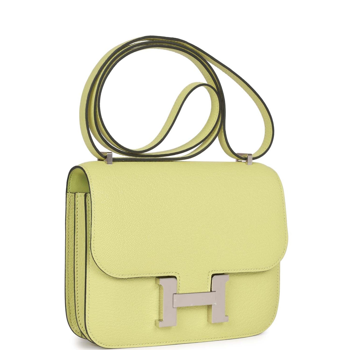 Hermes Constance Jaune Bourgeon Chevre Palladium Hardware Handbag Travel Bag