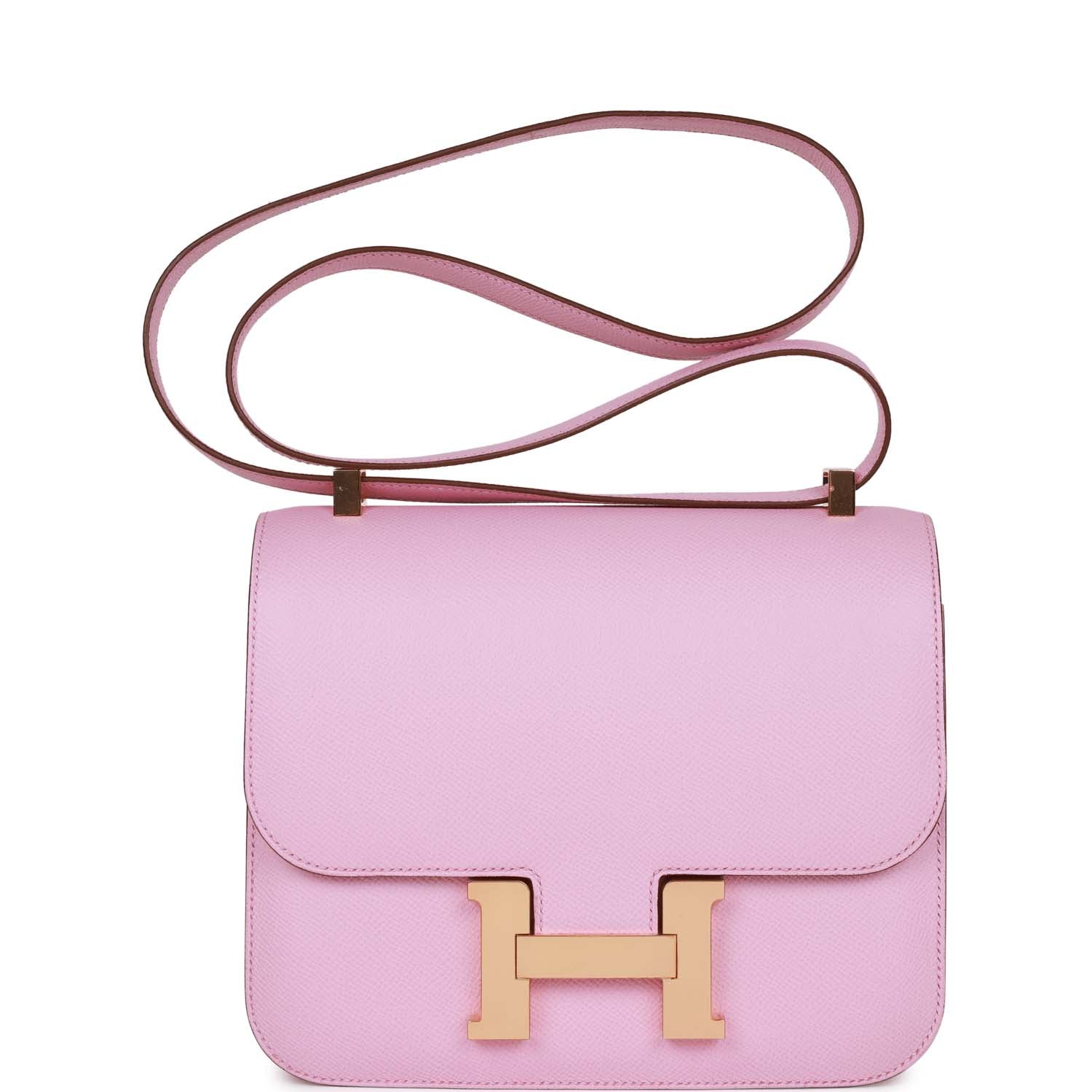 Hermes Constance Mauve Sylvestre Epsom Rose Hardware Handbag Gold Travel Bag