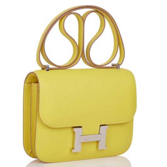 Hermes Constance Lime Epsom Palladium Hardware Handbag Travel Bag