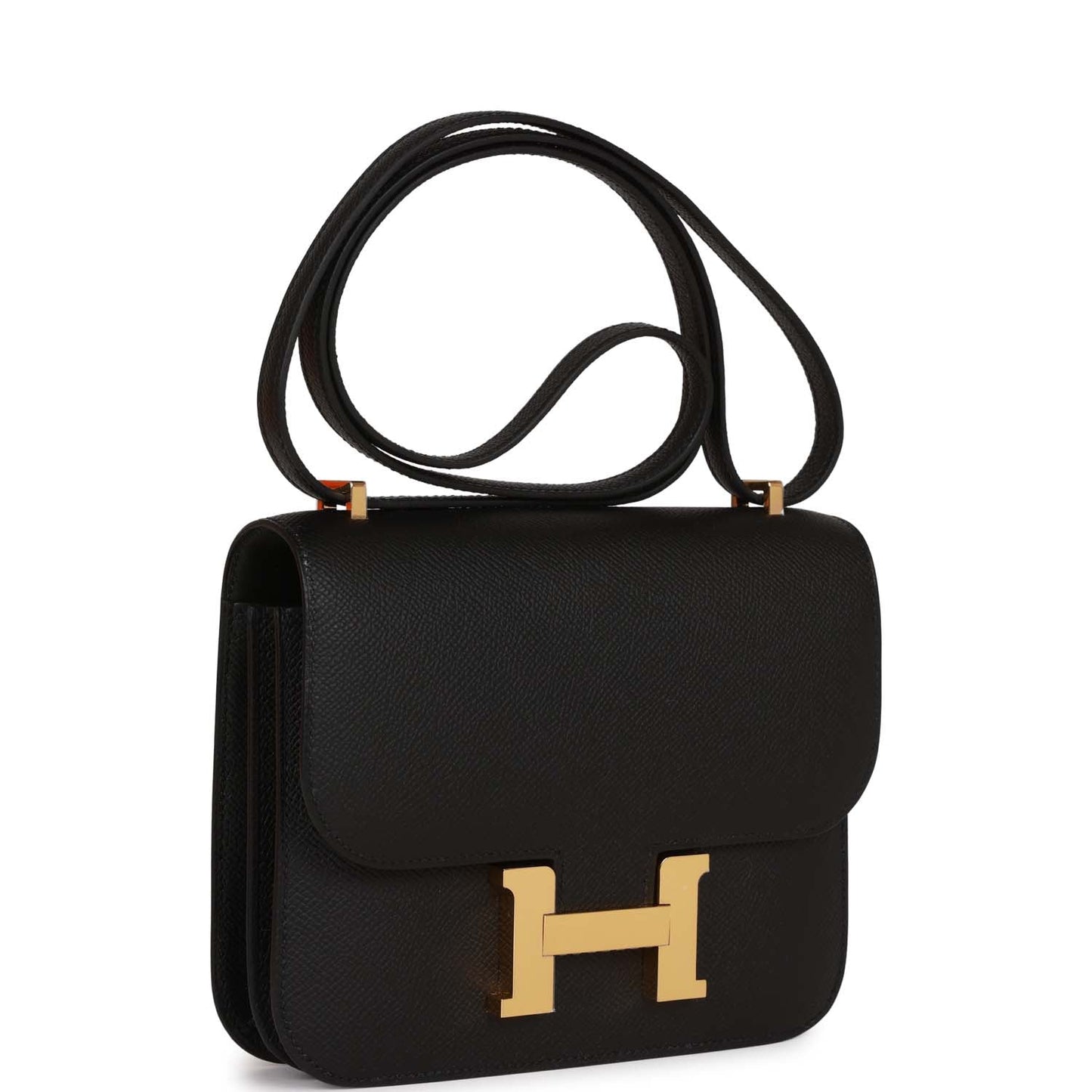 Hermes Constance Epsom Hardware Handbag Black Gold Travel Bag Gold Hardware