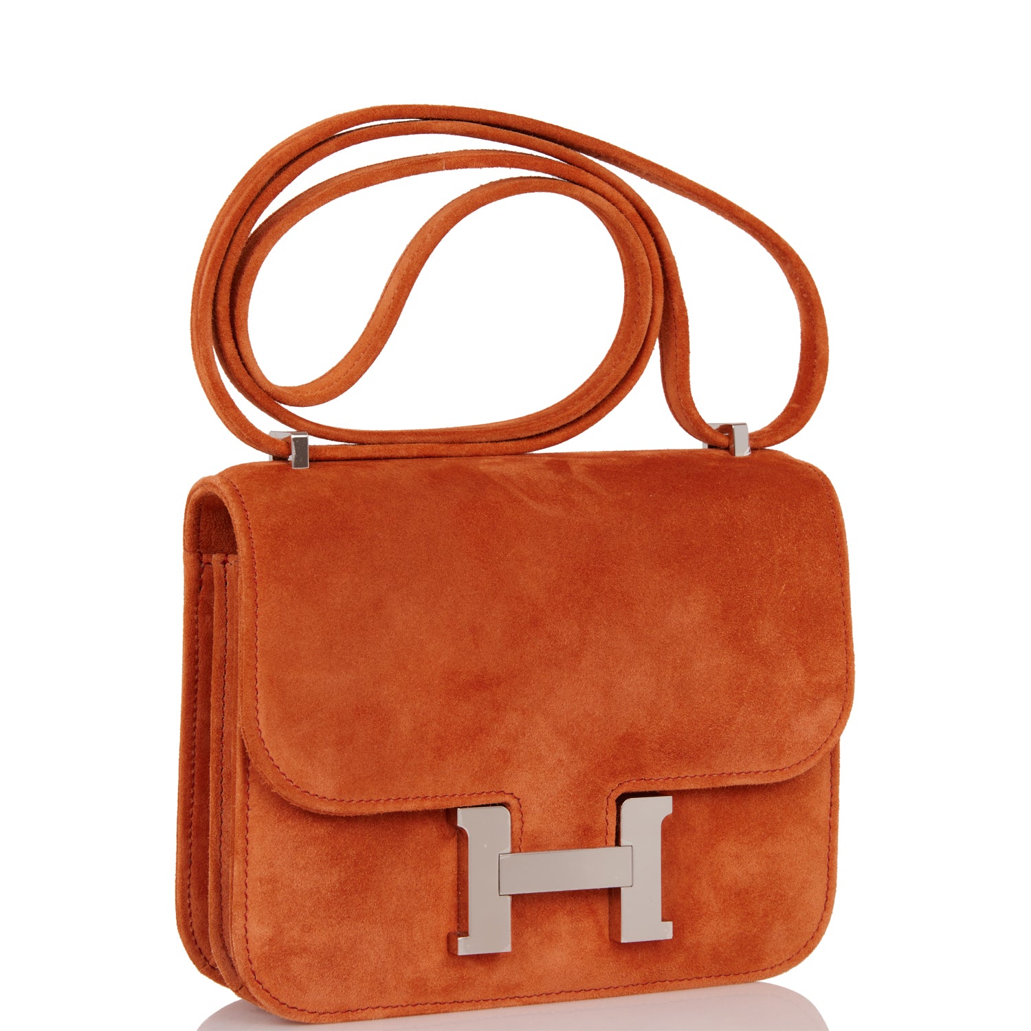 Hermes Paprika Doblis Constance Palladium Hardware Handbag Mini Travel Bag
