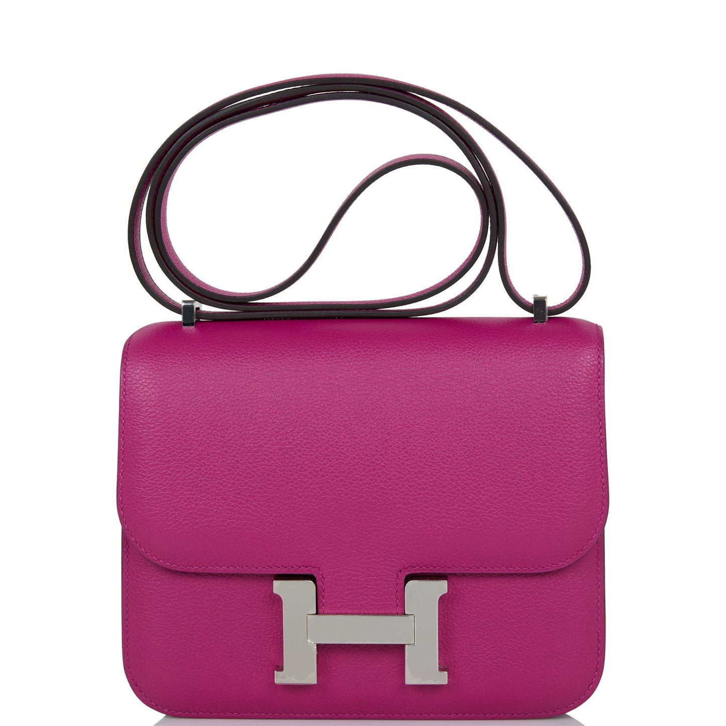 Hermes Constance Rose Pourpre Evercolor Palladium Hardware Handbag Travel Bag