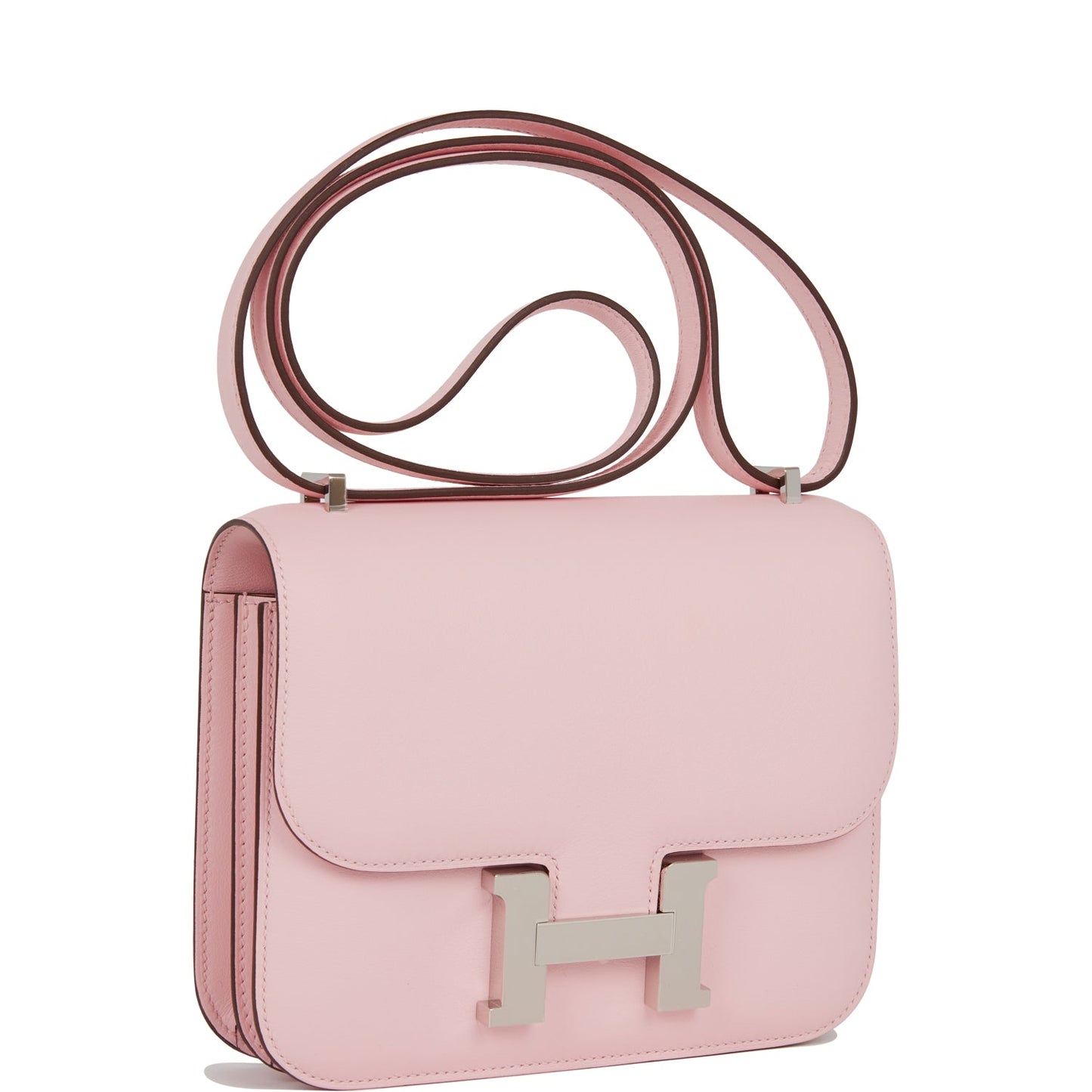 Hermes Constance Rose Sakura Swift Palladium Hardware Crossbody Bag