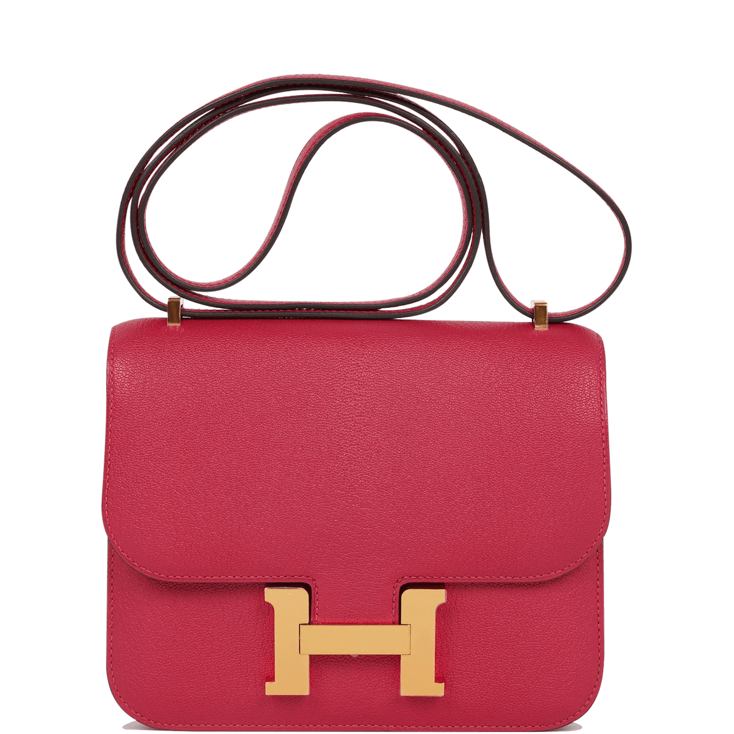Hermes Constance Framboise Chevre Hardware Crossbody Bag Gold