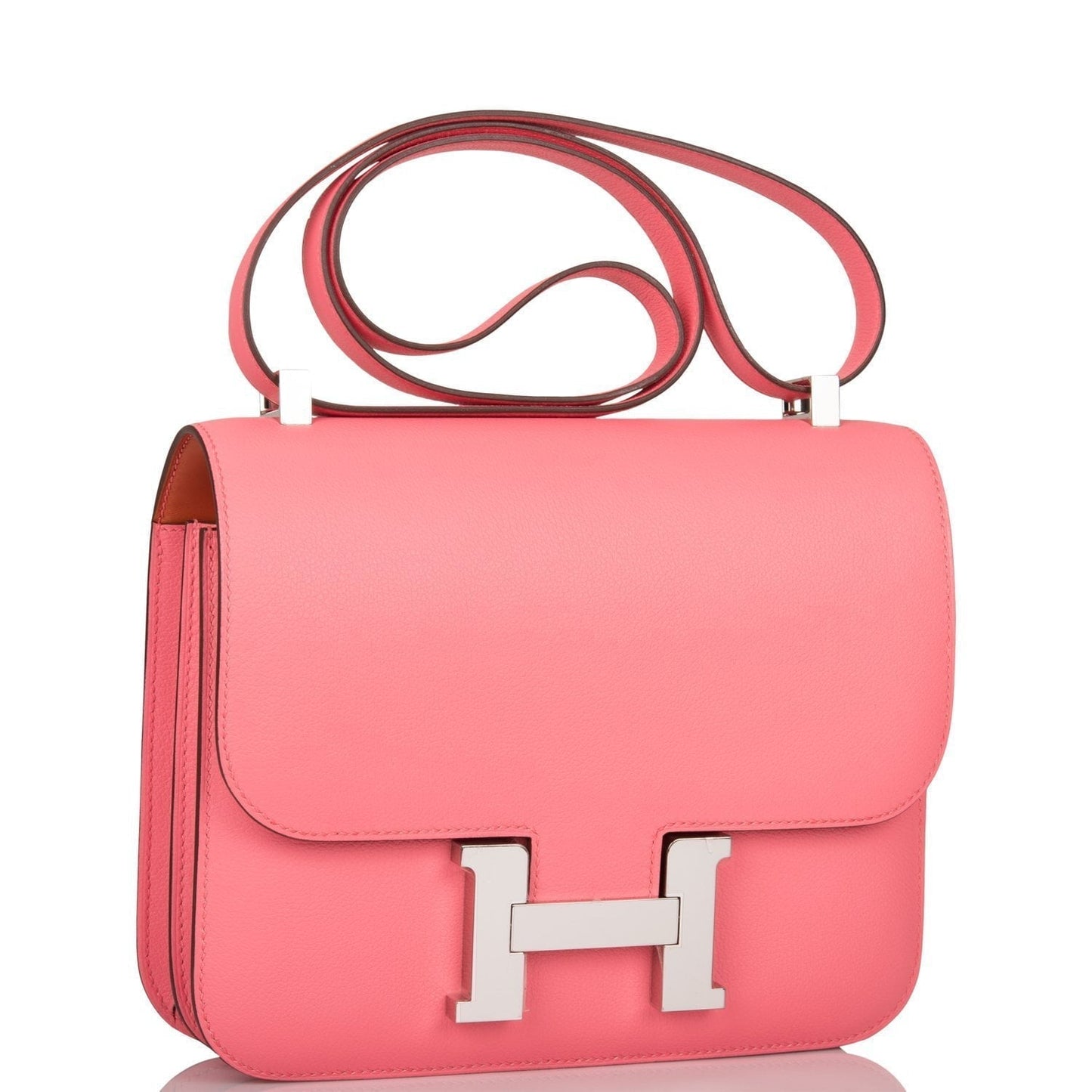 Hermes Constance Rose Ete Evercolor Palladium Hardware Handbag Travel Bag