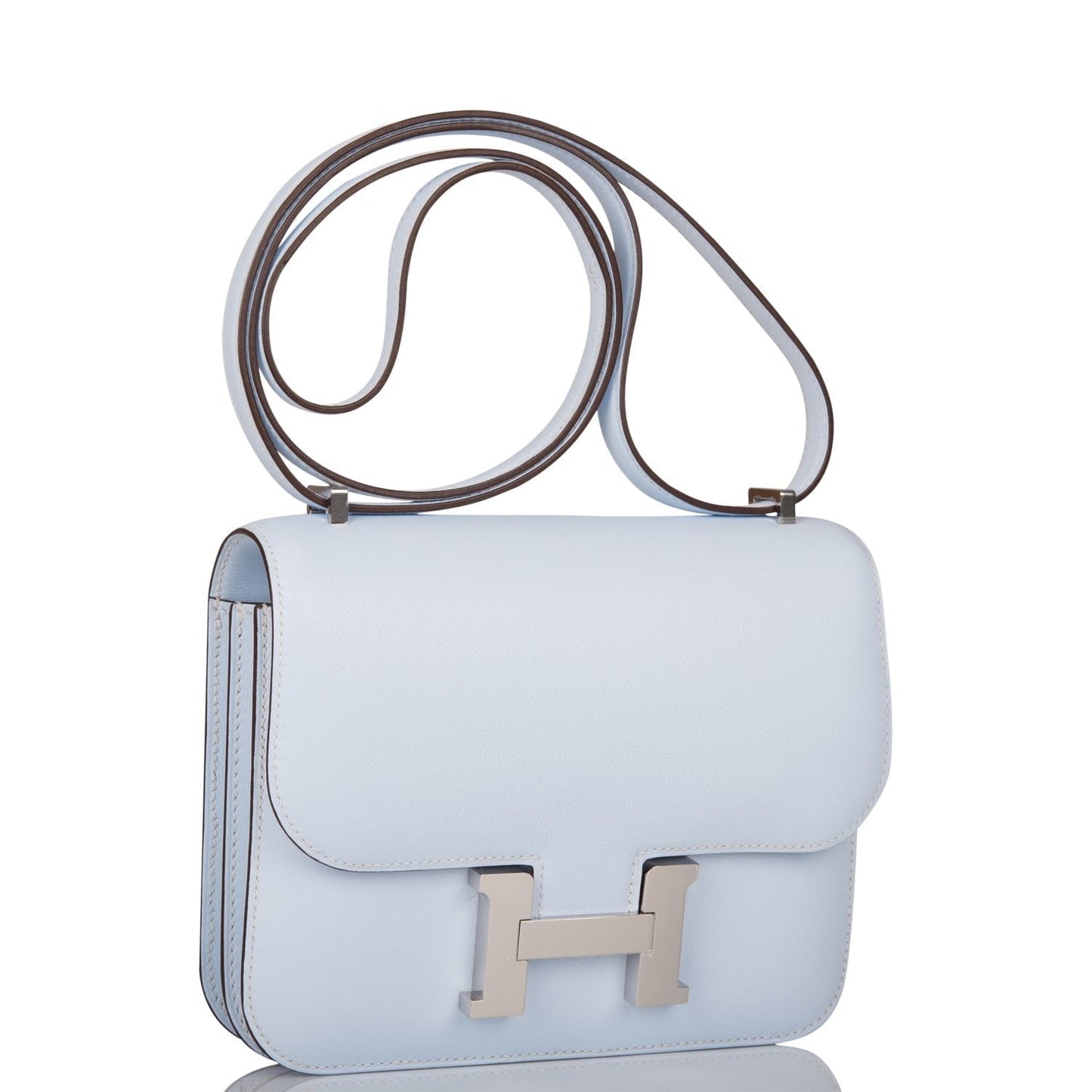 Hermes Constance Bleu Brume Swift Palladium Hardware Handbag Travel Bag