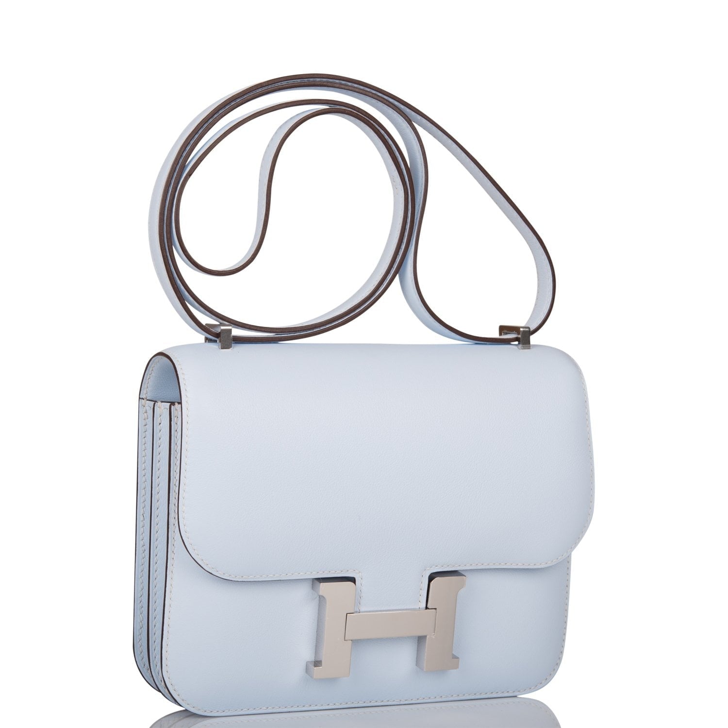 Hermes Constance Bleu Brume Swift Palladium Hardware Handbag Travel Bag