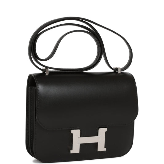 Hermes Constance Tadelakt Palladium Hardware Handbag Black Travel Bag