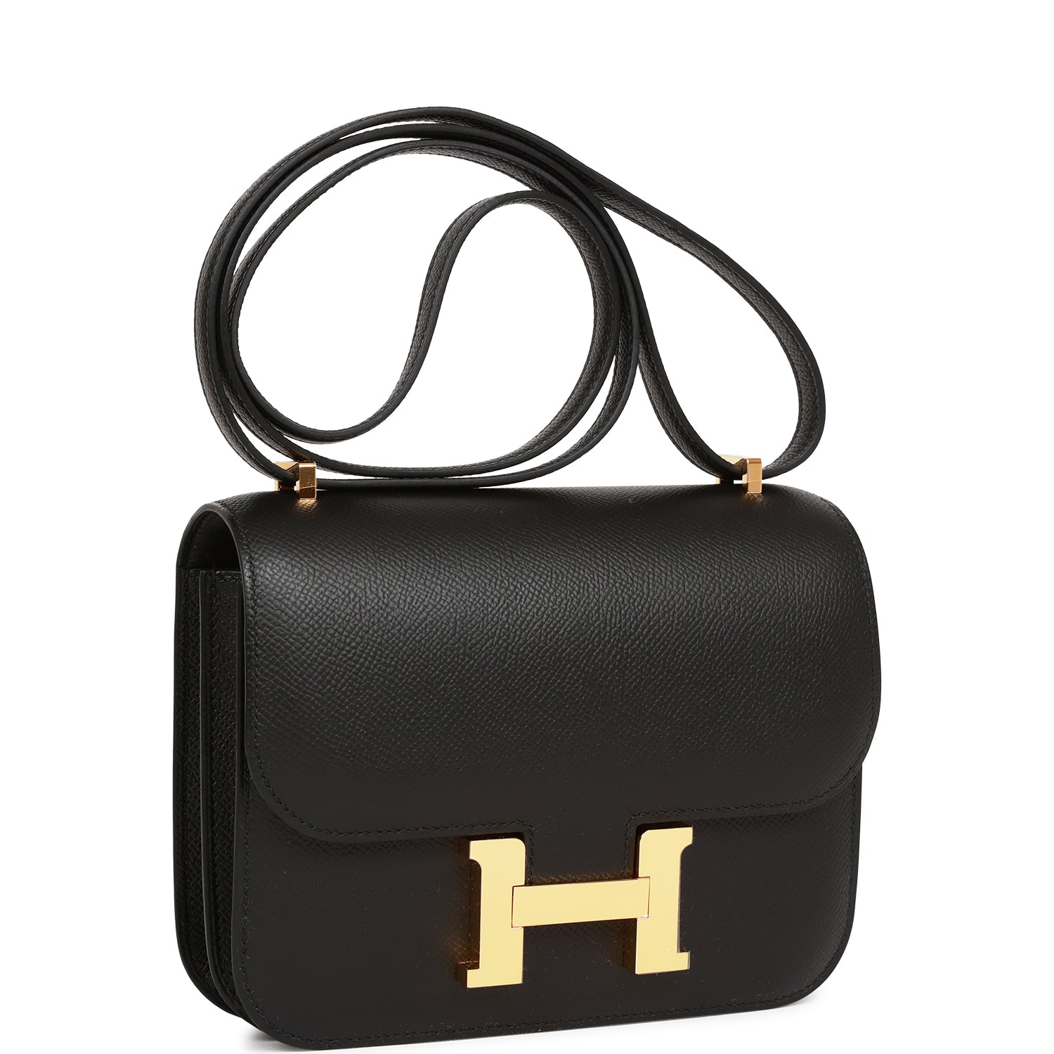 Hermes Constance Epsom Hardware Crossbody Bag Black Gold