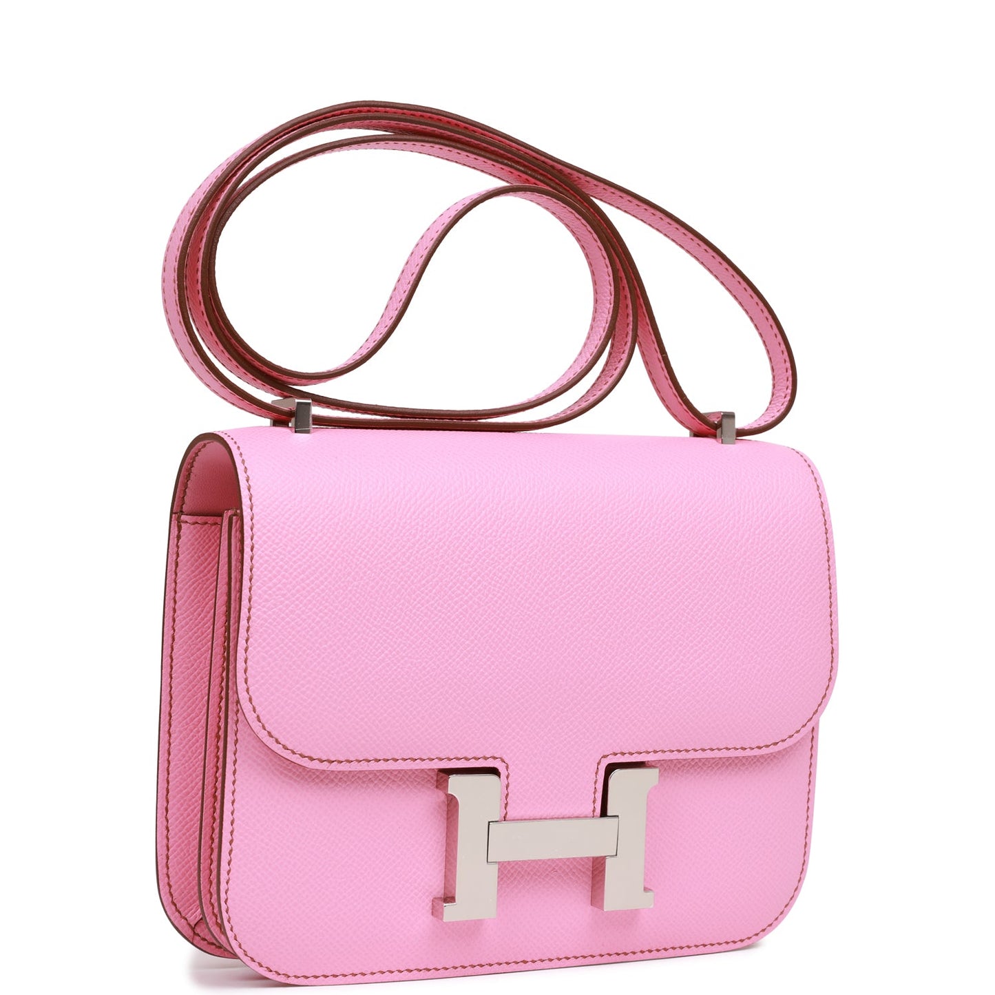 Hermes Constance Bubblegum Epsom Palladium Hardware Handbag Travel Bag