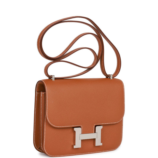 Hermes Constance Epsom Palladium Hardware Handbag Gold Travel Bag Gold Hardware