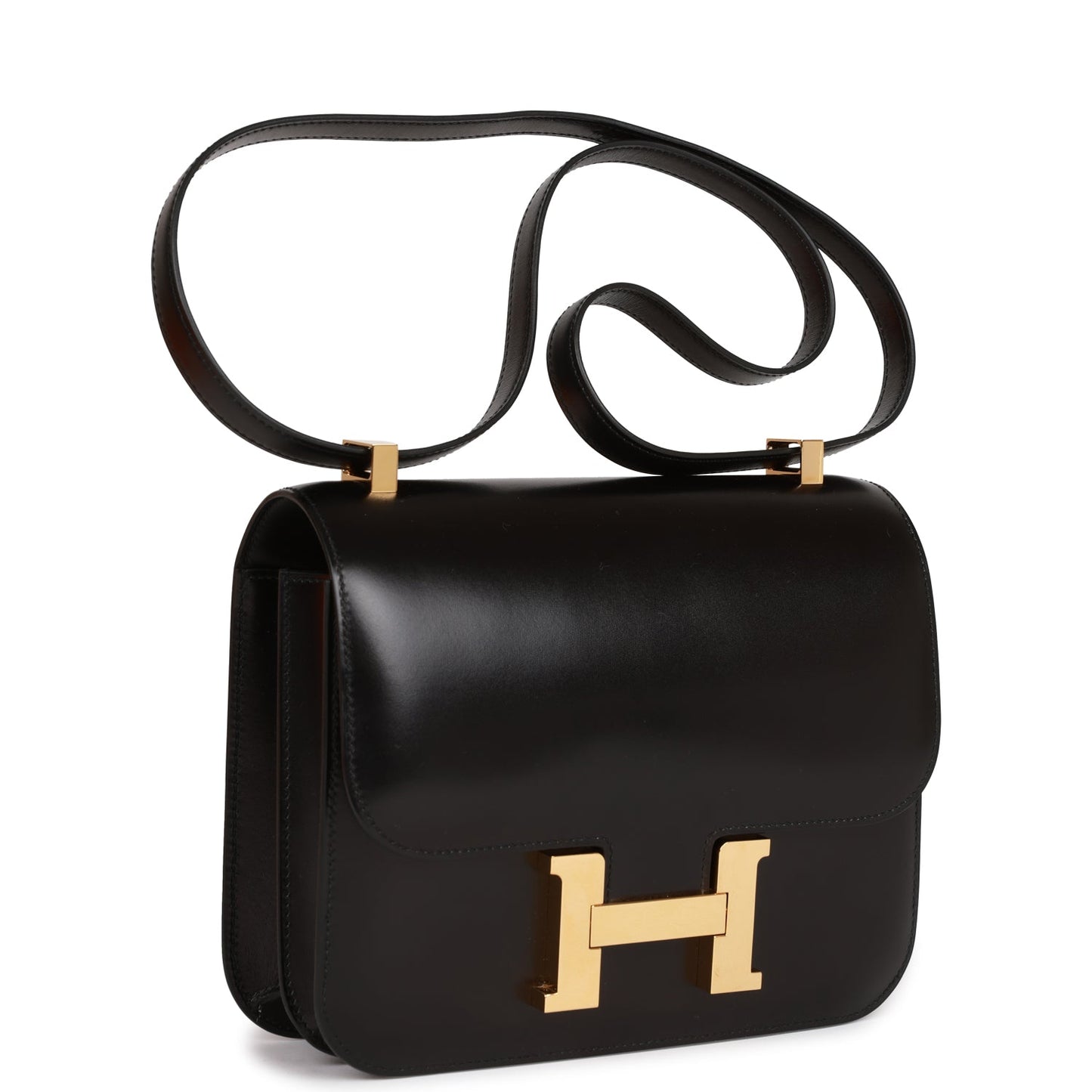Hermes Constance Box Hardware Handbag Black Gold Travel Bag