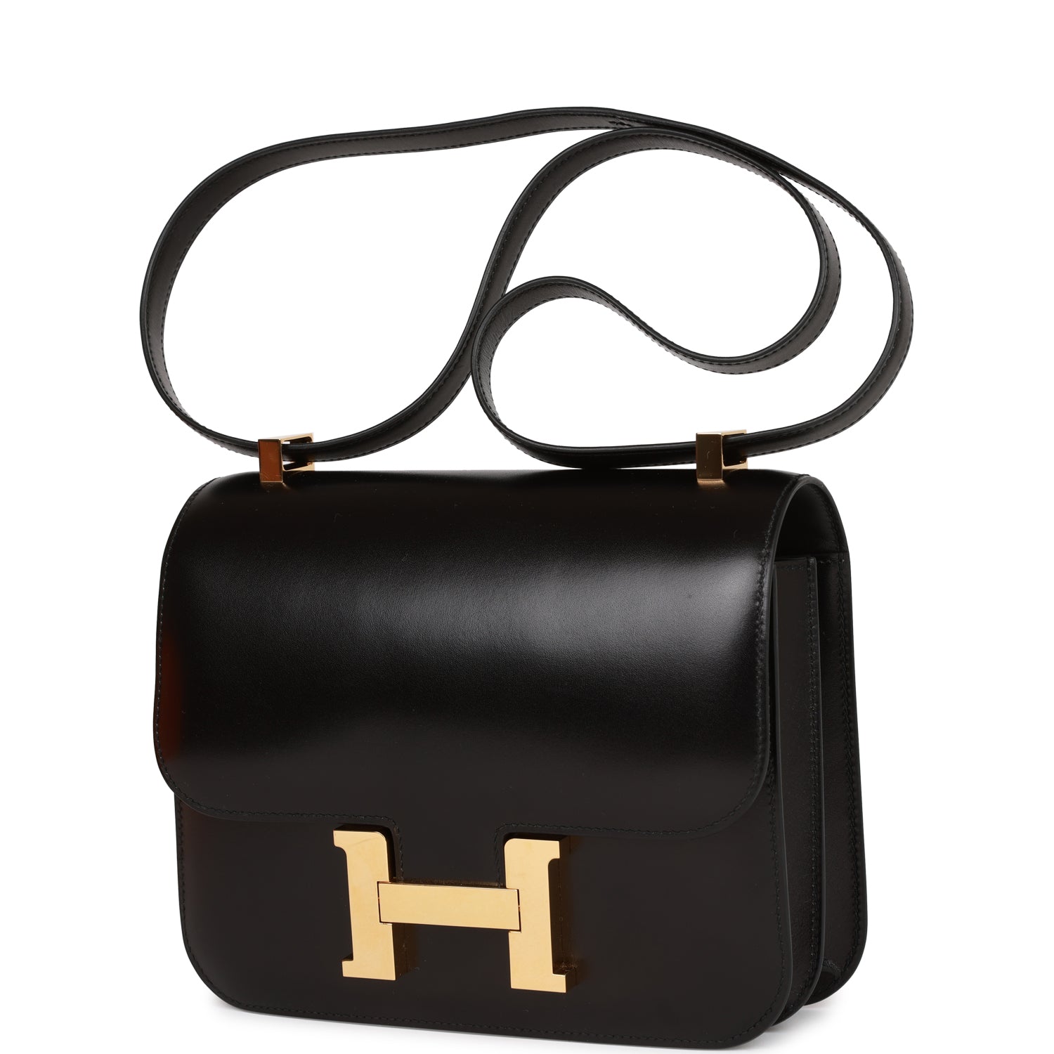 Hermes Constance Box Hardware Handbag Black Gold Travel Bag
