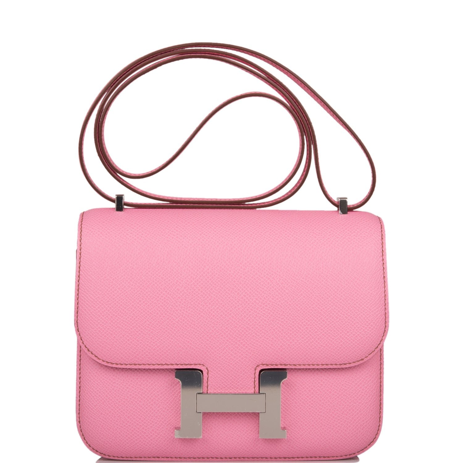 Hermes Constance Bubblegum Epsom Palladium Hardware Handbag Travel Bag Palladium Hardware