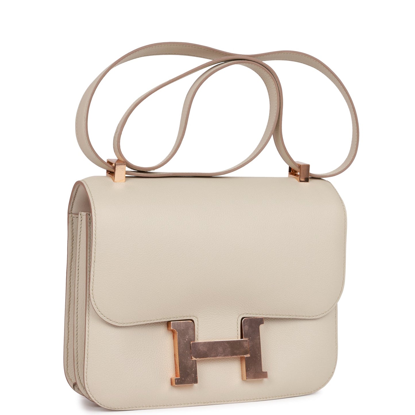 Hermes Constance Gris Perle Evercolor Rose Hardware Handbag Gold Travel Bag