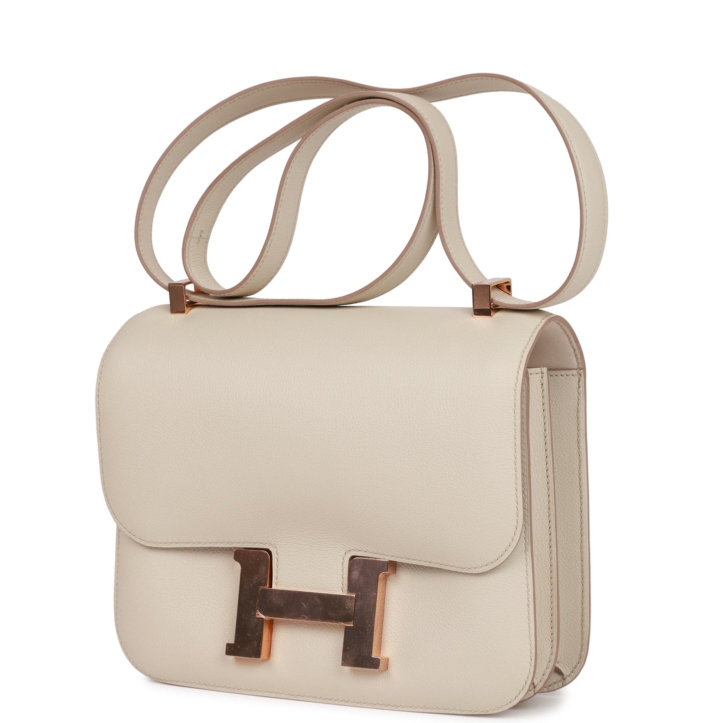 Hermes Constance Gris Perle Evercolor Rose Hardware Handbag Gold Travel Bag