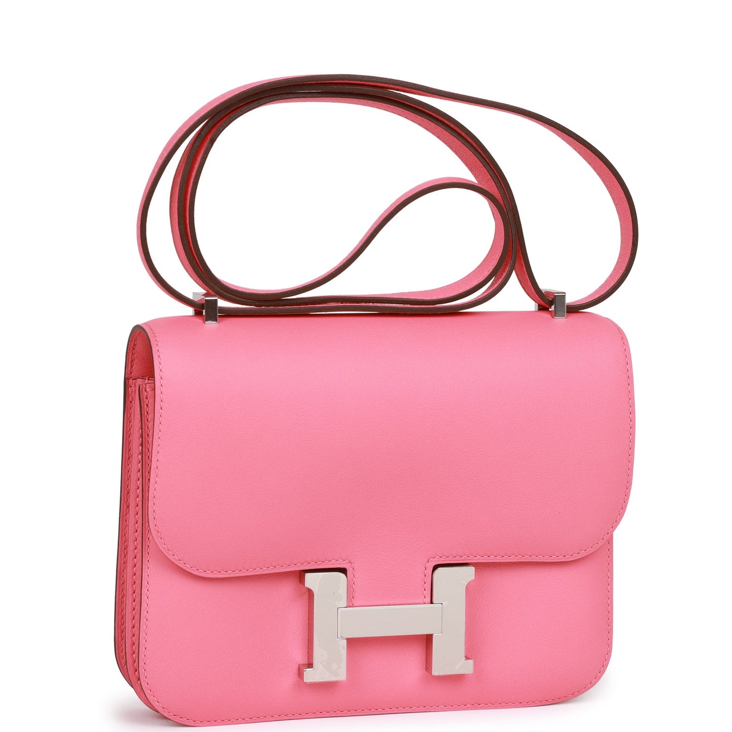 Hermes Constance Rose Azalee Swift Palladium Hardware Handbag Travel Bag