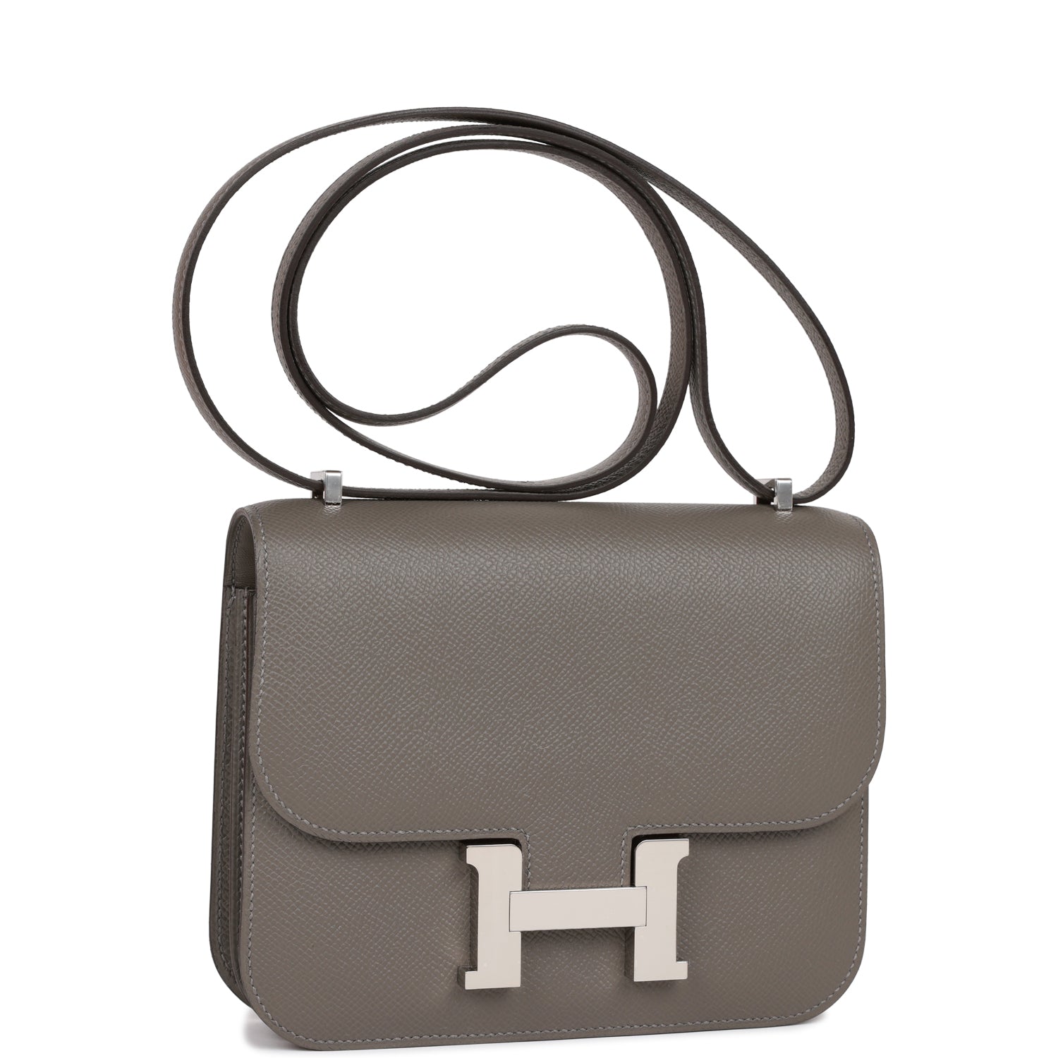 Hermes Constance Gris Meyer Epsom Palladium Hardware Handbag Travel Bag