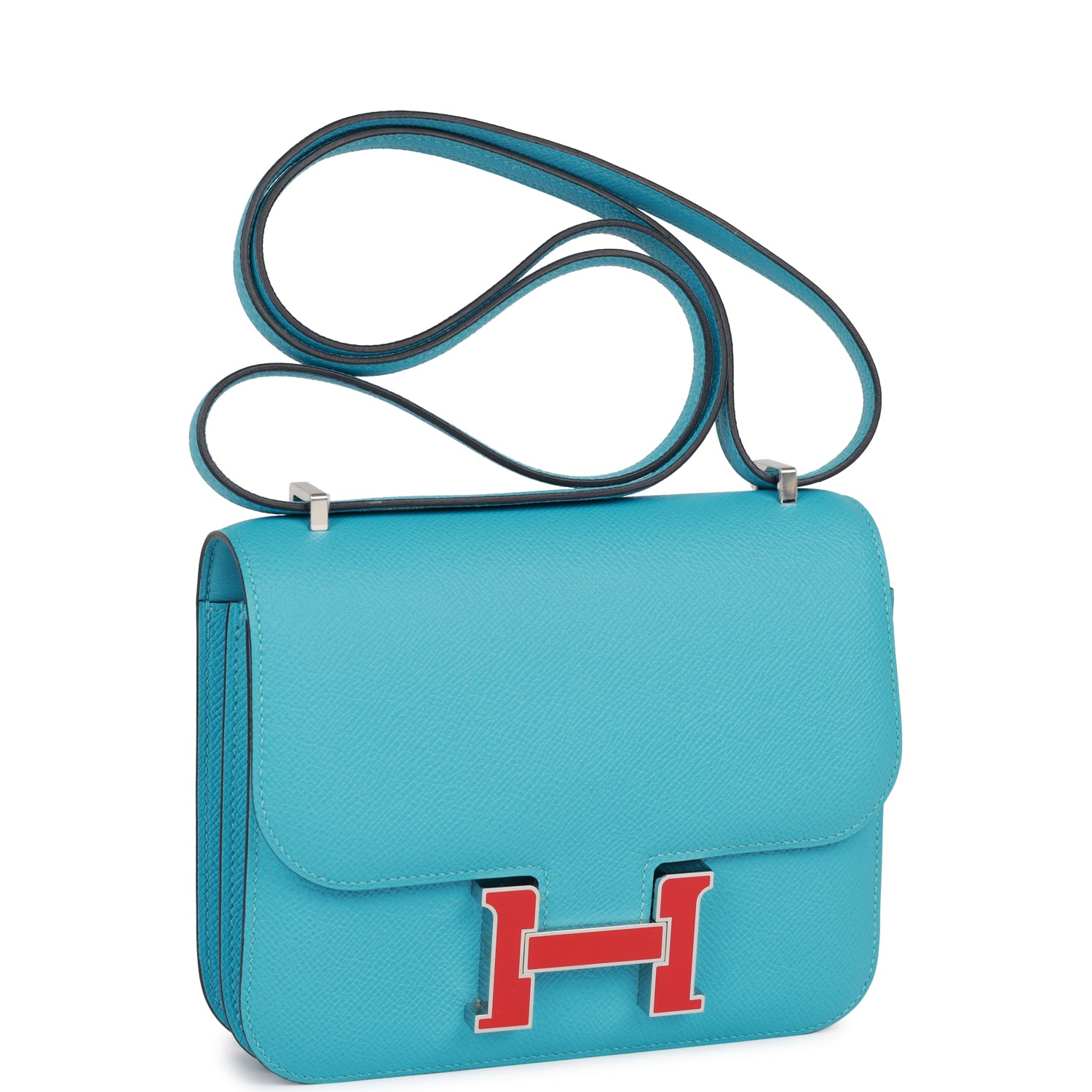 Hermes Constance Bleu Du Nord Epsom Palladium Hardware Travel Bag