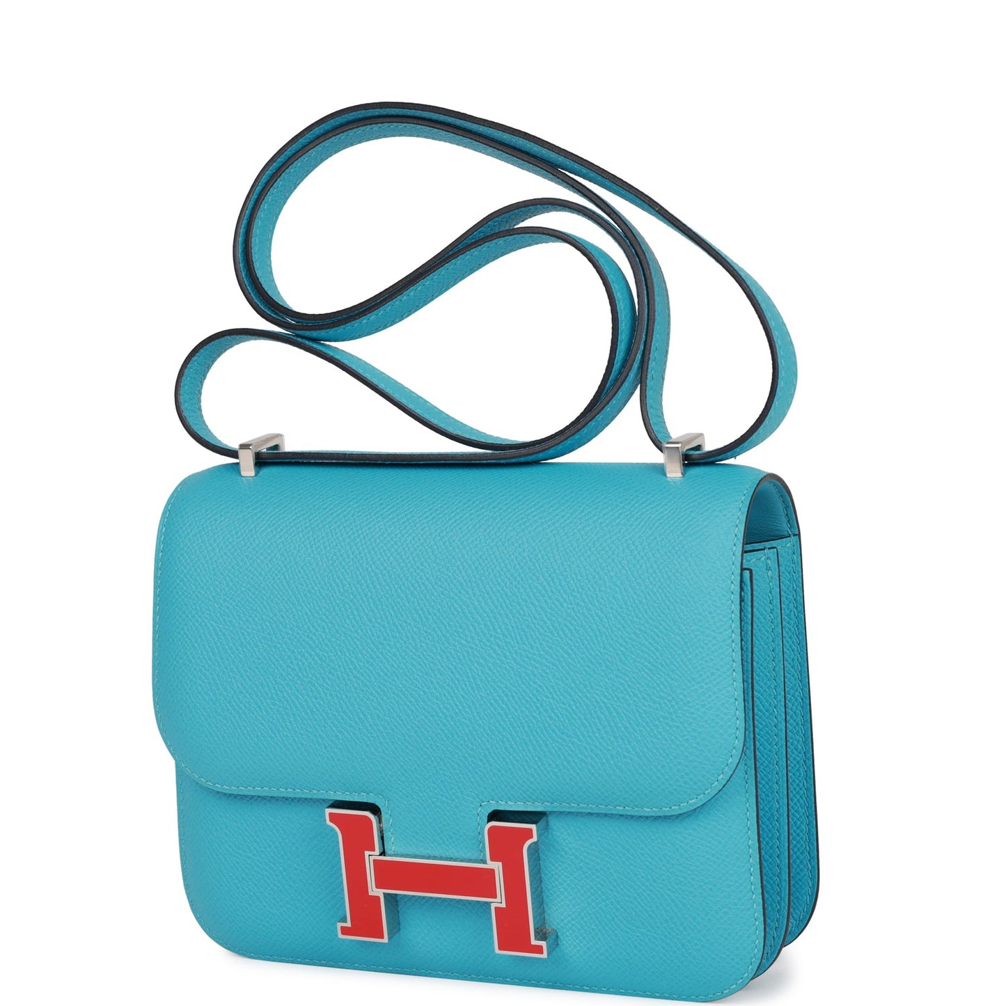 Hermes Constance Bleu Du Nord Epsom Palladium Hardware Travel Bag