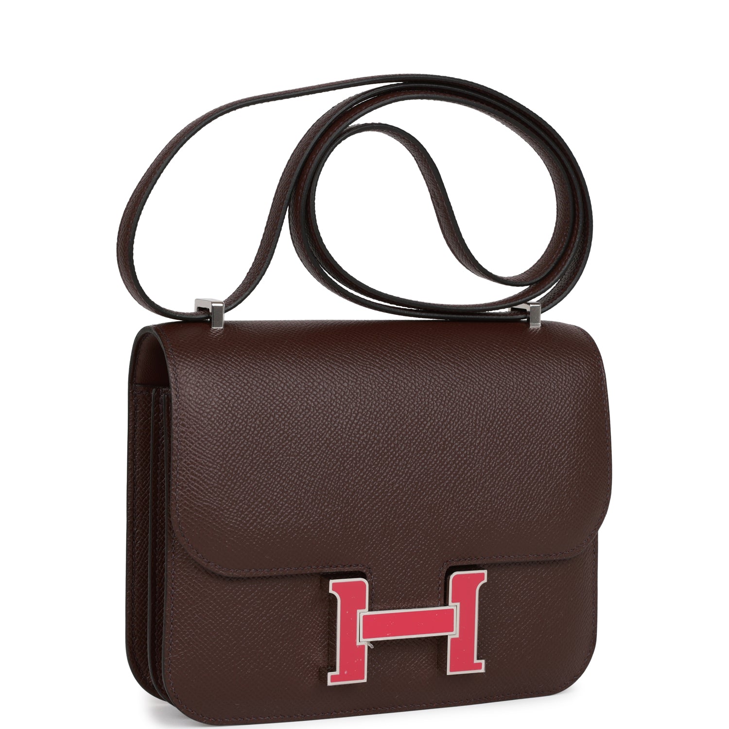 Hermes Constance Rouge Sellier Epsom Palladium Hardware Crossbody Bag