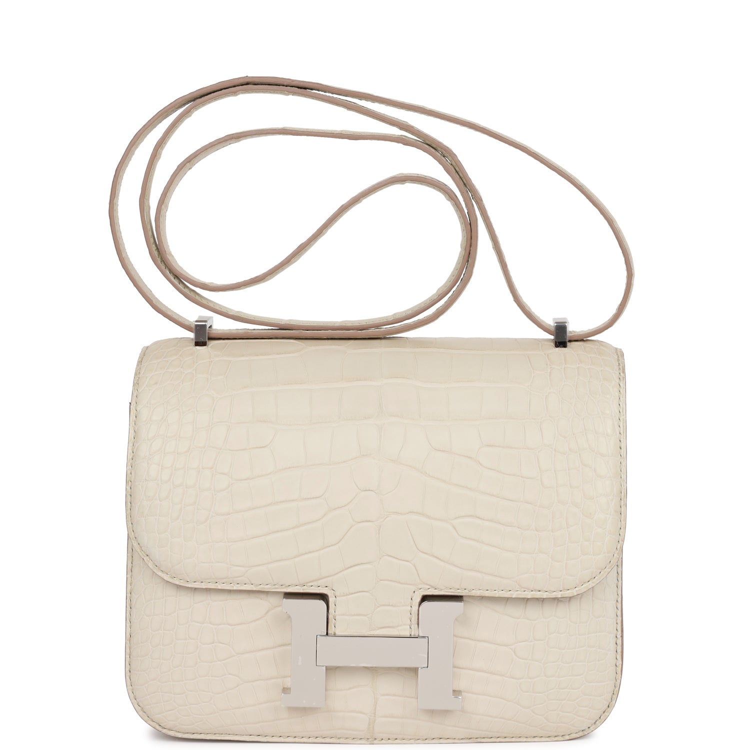 Hermes Constance Beton Matte Alligator Palladium Hardware Handbag Travel Bag