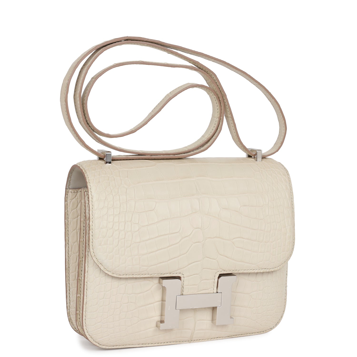 Hermes Constance Beton Matte Alligator Palladium Hardware Handbag Travel Bag