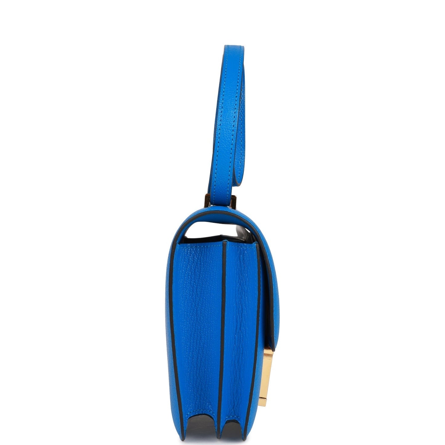 Hermes Constance Bleu Hydra Chevre Hardware Handbag Gold Travel Bag