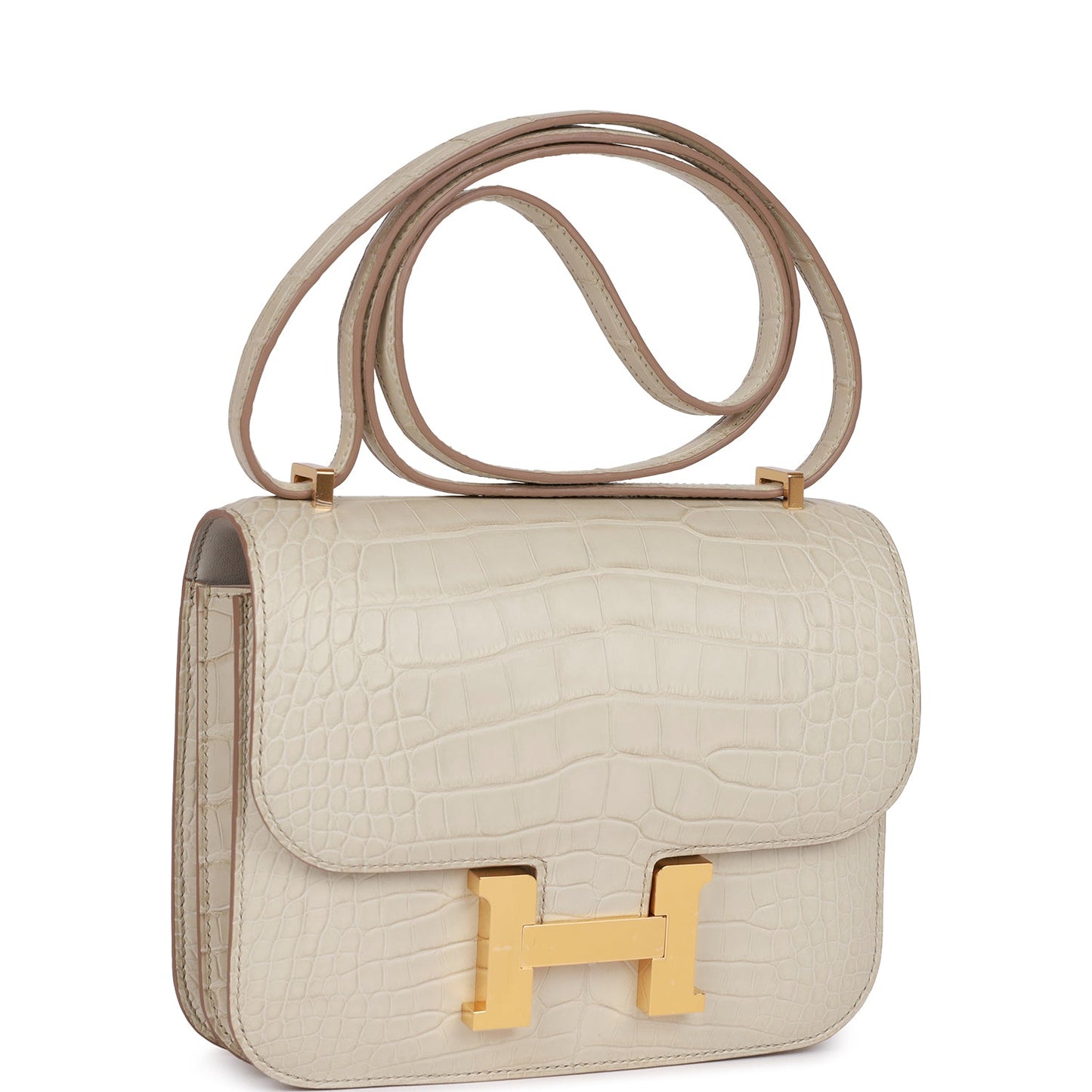 Hermes Constance Beton Matte Alligator Hardware Handbag Gold Travel Bag