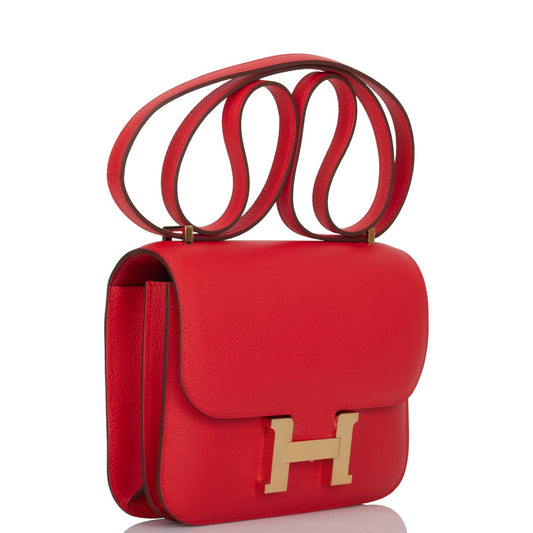 Hermes Constance Rouge De Coeur Verso Evercolor Permabrass Travel Bag