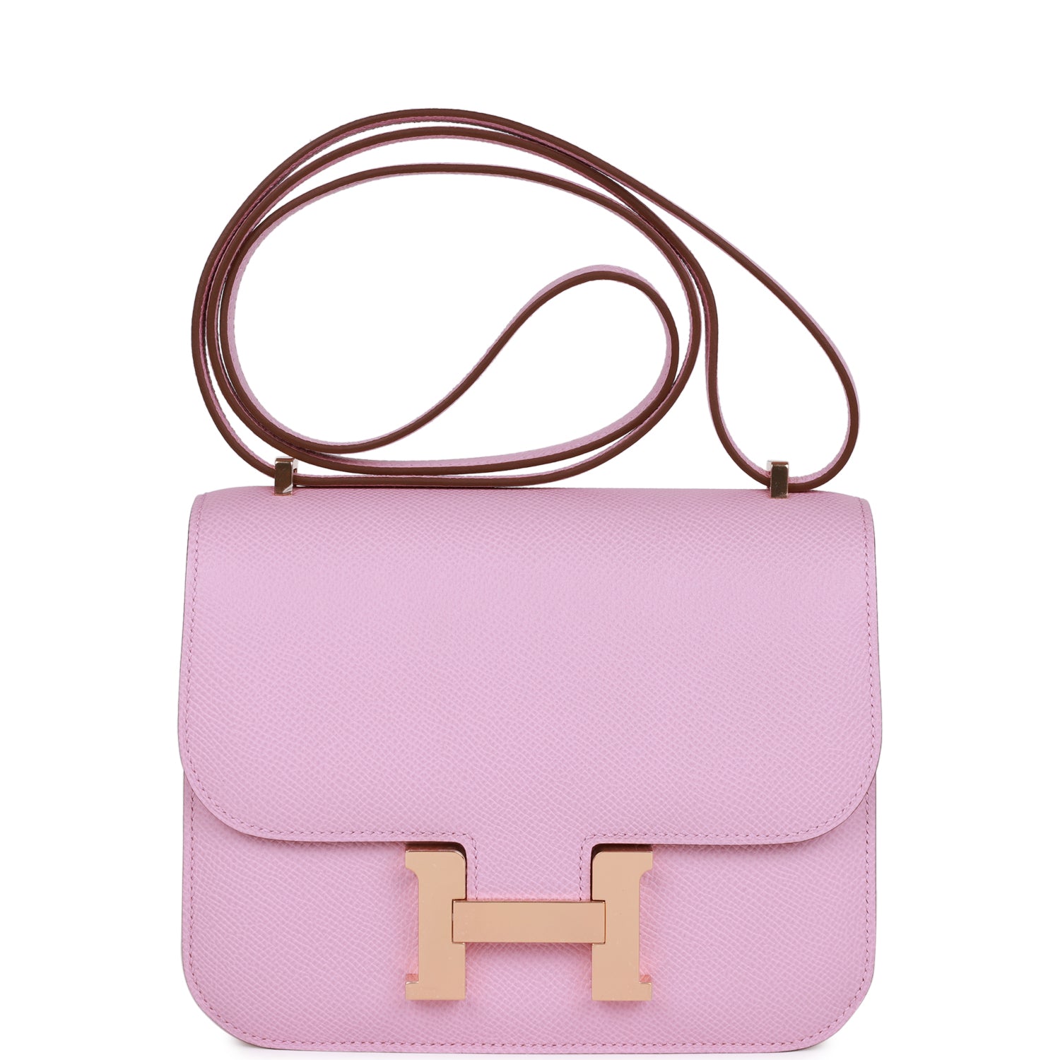 Hermes Constance Mauve Sylvestre Epsom Rose Hardware Crossbody Gold Crossbody Bag