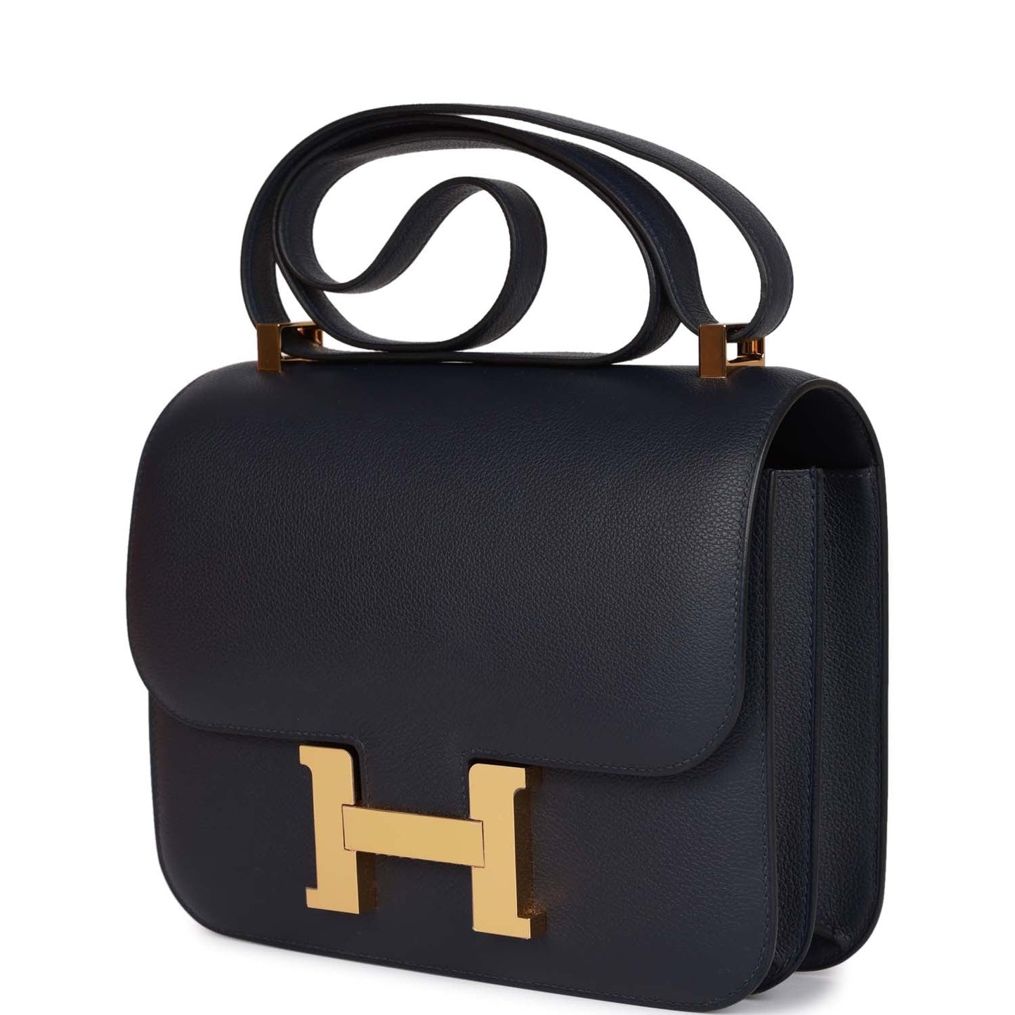 Hermes Constance Bleu Nuit Evercolor Hardware Handbag Gold Travel Bag