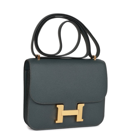 Hermes Constance Bleu Orage Epsom Hardware Handbag Gold Travel Bag