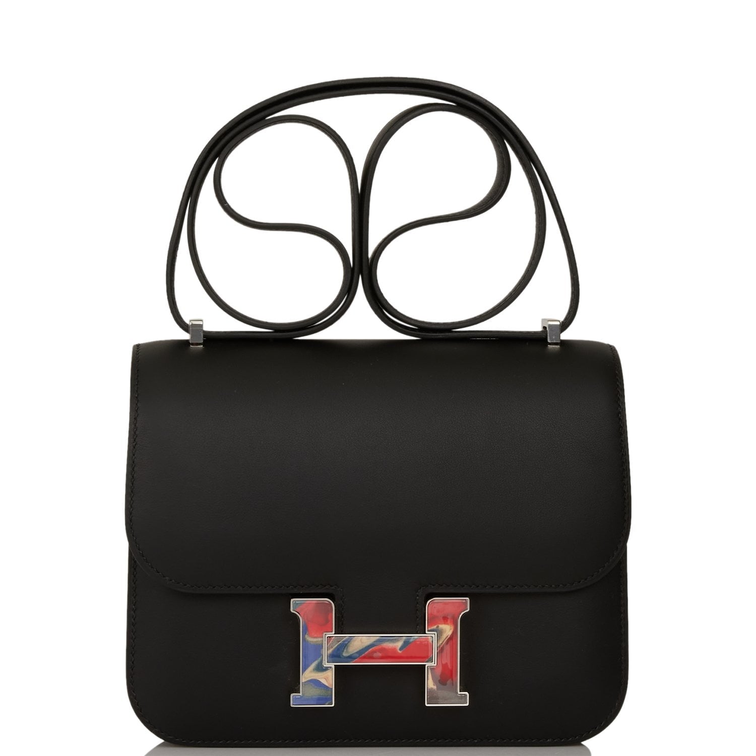 Hermes Marble Constance Swift Palladium Hardware Crossbody Bag Black