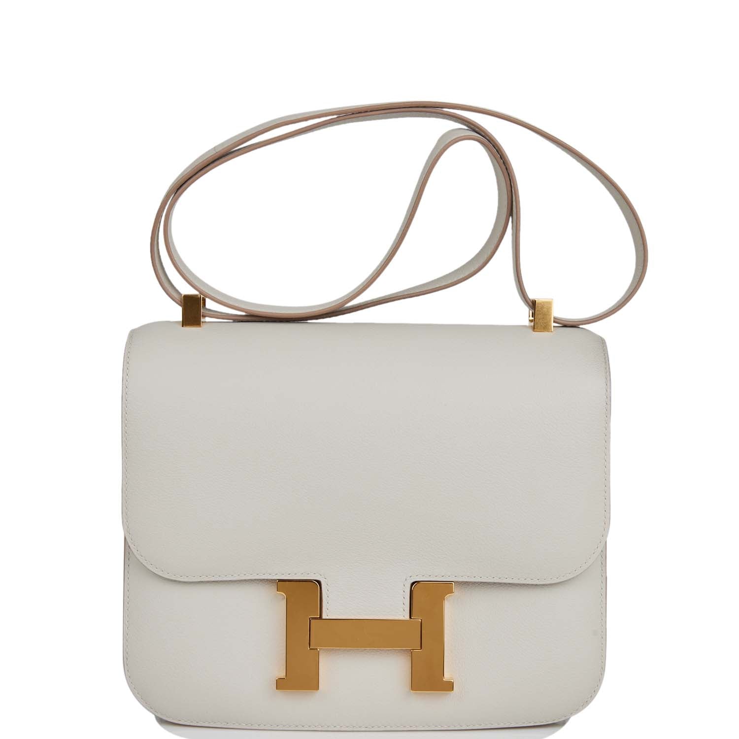 Hermes Constance Gris Perle Evercolor Hardware Handbag Gold Travel Bag