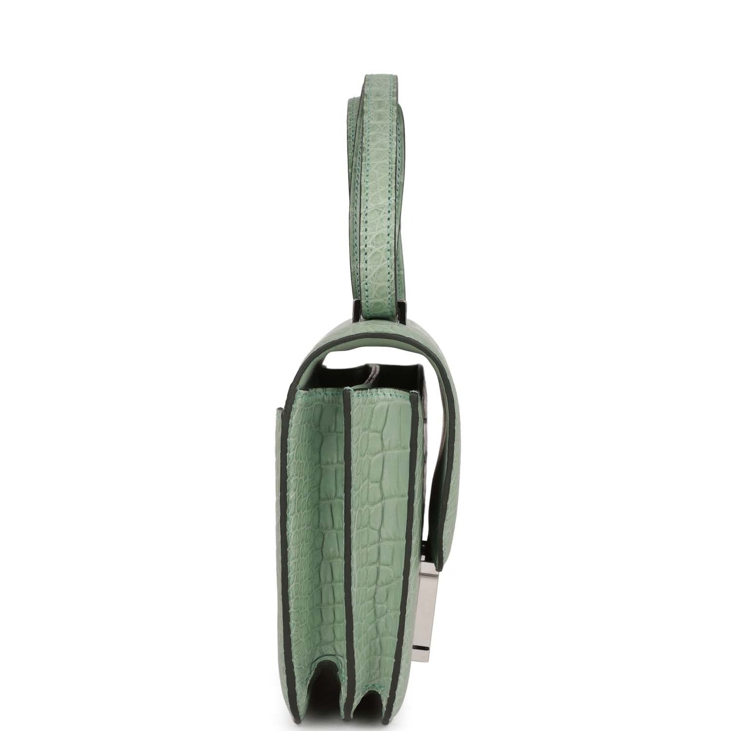 Hermes Constance Vert Eau Matte Alligator Palladium Hardware Handbag Travel Bag