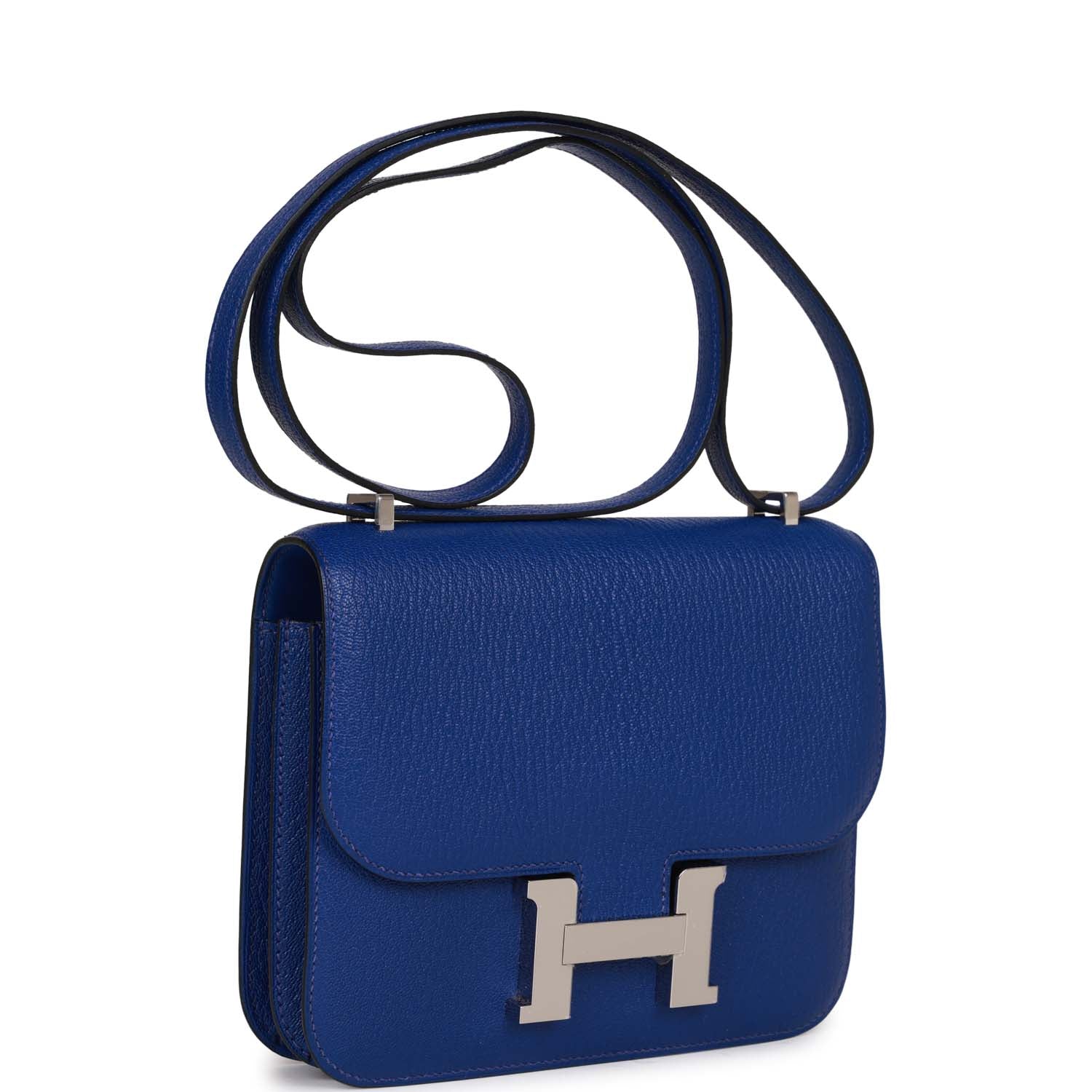 Hermes Constance Bleu Electric Chevre Palladium Hardware Handbag Travel Bag