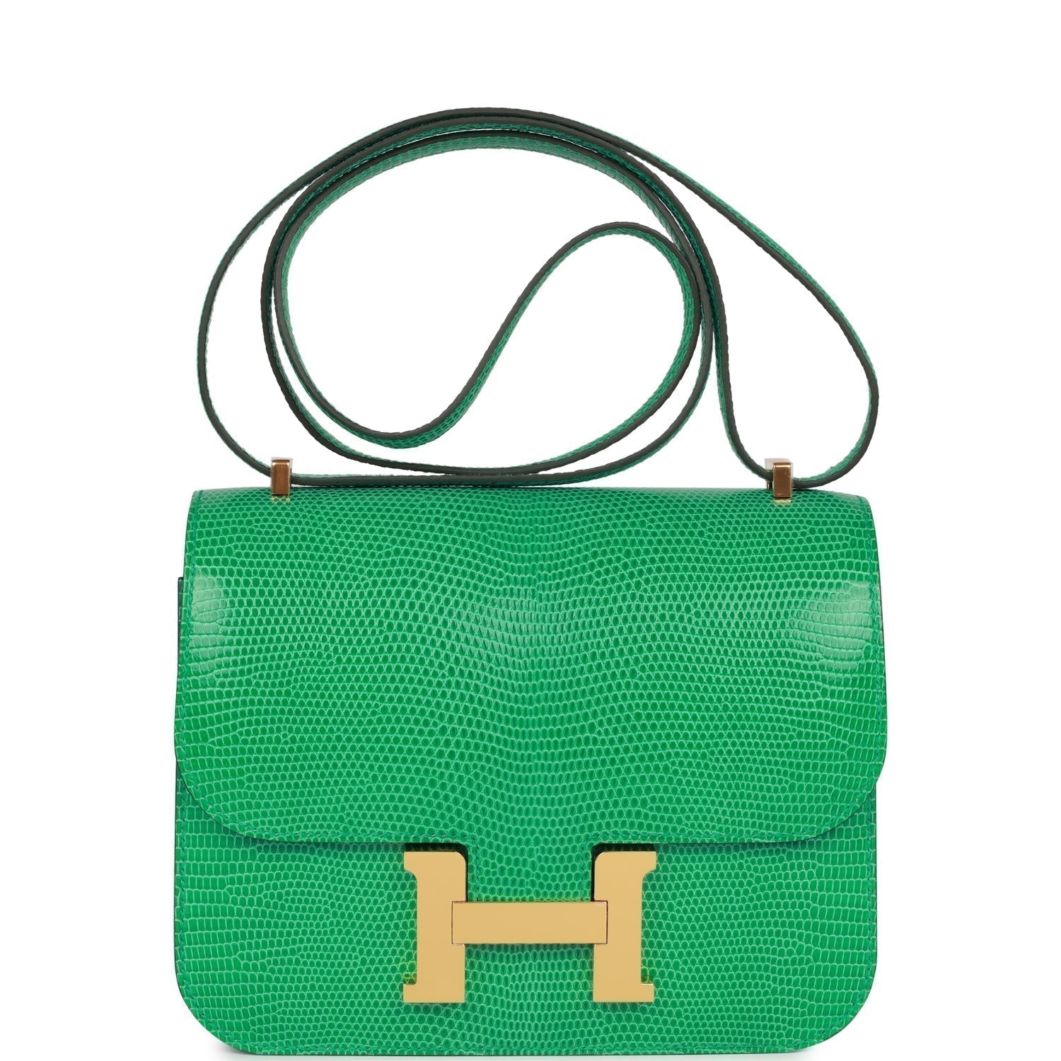 Hermes Constance Menthe Lizard Salvator Hardware Handbag Gold Mini Travel Bag