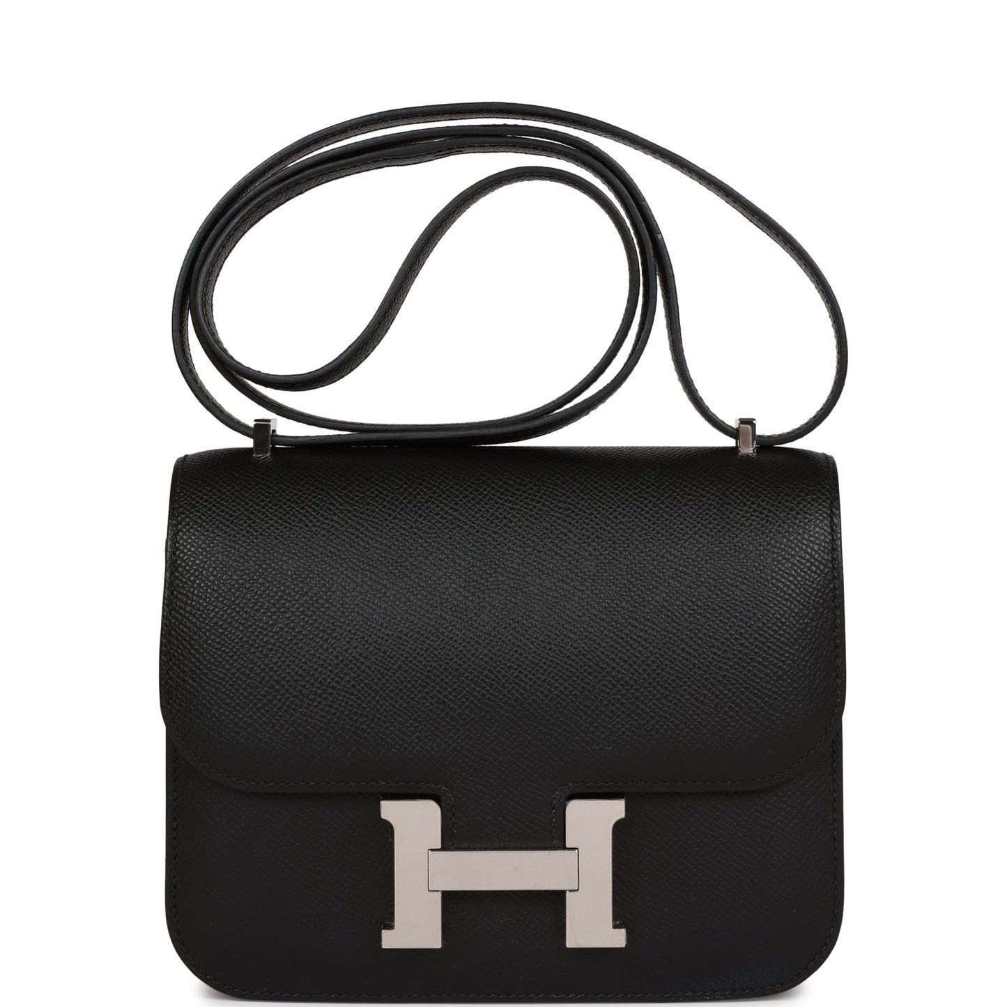 Hermes Constance Epsom Palladium Hardware Handbag Black Travel Bag