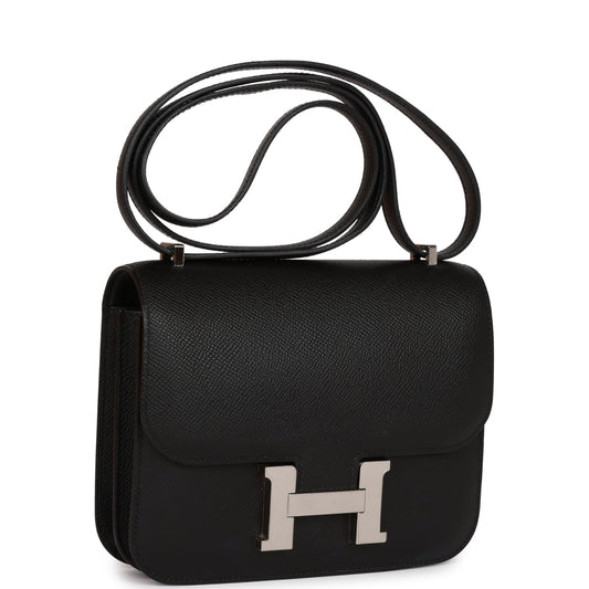 Hermes Constance Epsom Palladium Hardware Handbag Black Travel Bag