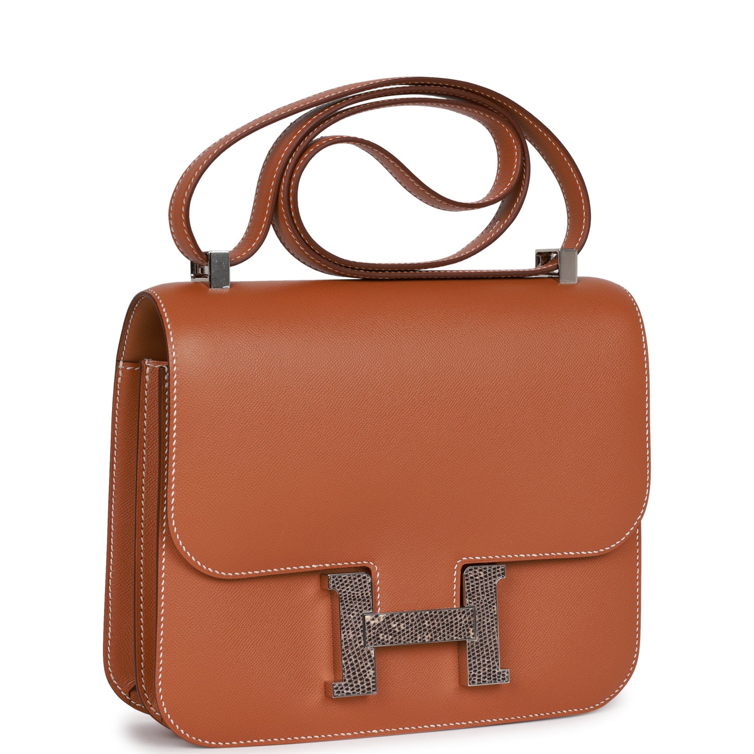 Hermes Constance Madame And Lizard Palladium Hardware Handbag Gold Travel Bag