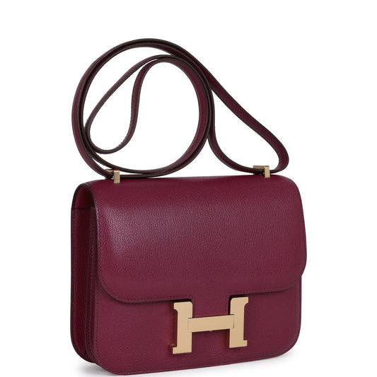 Hermes Constance Anemone Chevre Chamkila Permabrass Hardware Handbag Travel Bag