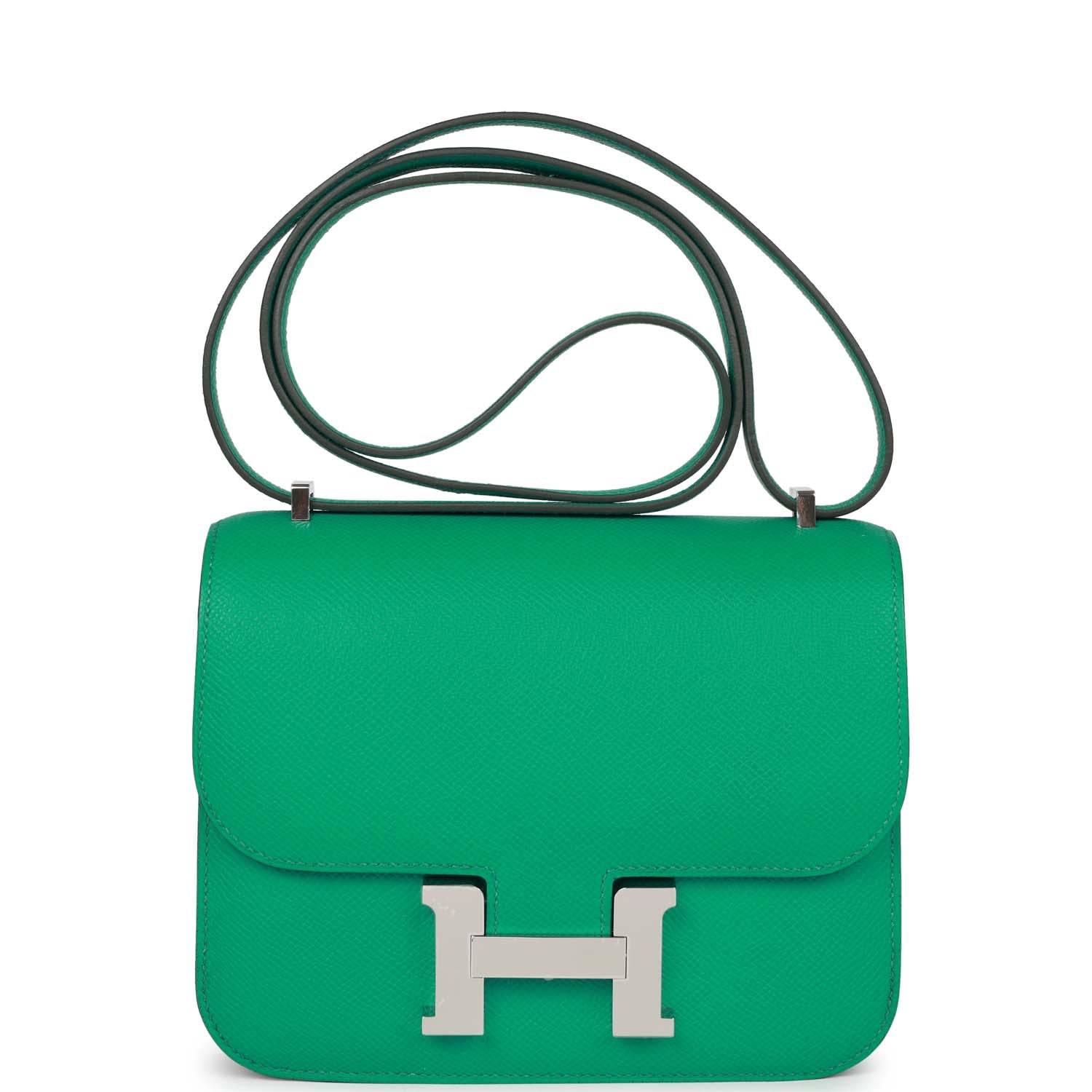 Hermes Constance Vert Jade Epsom Palladium Hardware Handbag Travel Bag Palladium Hardware