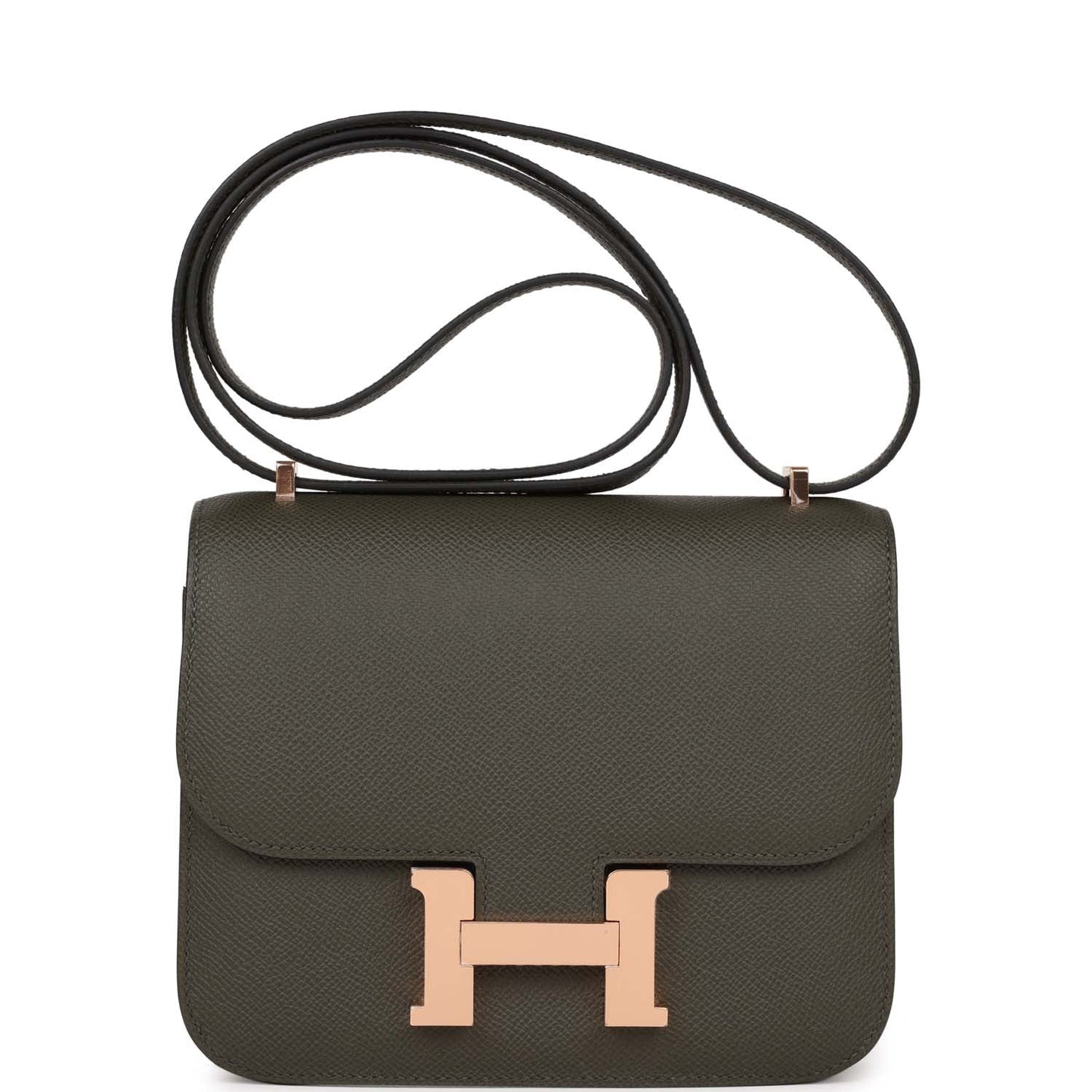 Hermes Constance Vert De Gris Epsom Rose Hardware Gold Travel Bag Gold Hardware