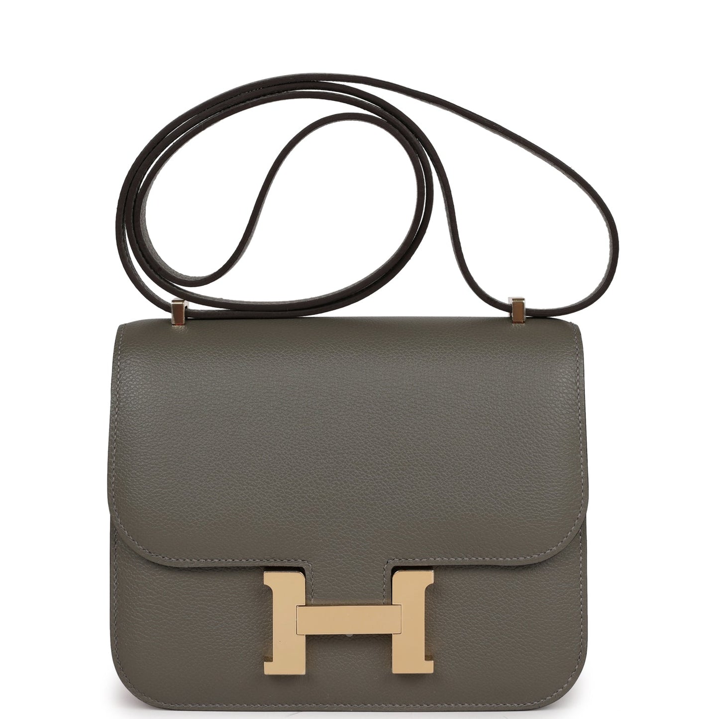 Hermes Constance Gris Meyer Verso Evercolor Permabrass Hardware Travel Bag