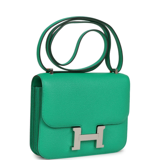 Hermes Constance Menthe Chevre Mysore Palladium Hardware Handbag Travel Bag