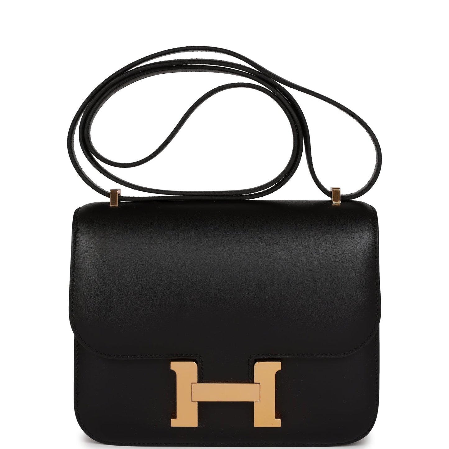 Hermes Constance Veau Monsieur Rose Hardware Handbag Black Gold Travel Bag