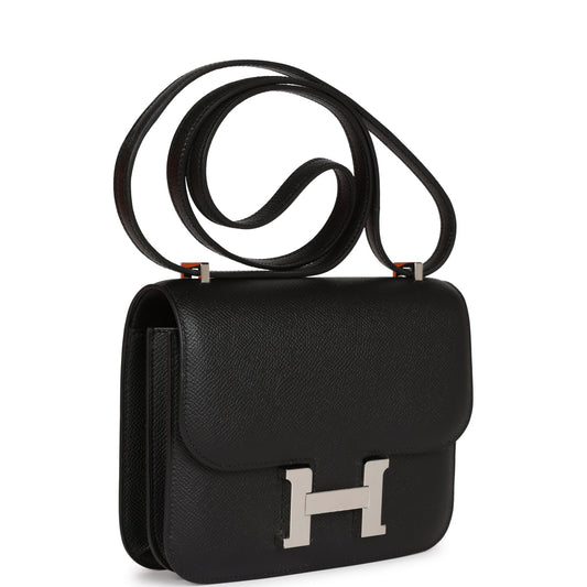 Hermes Constance Epsom Palladium Hardware Handbag Black Travel Bag