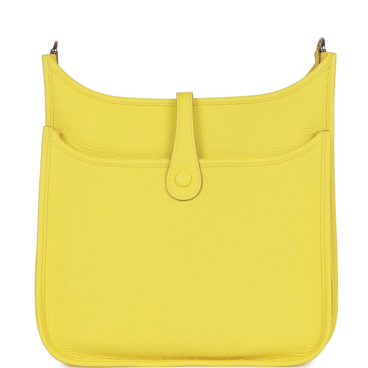 Hermes Luxury Evelyne Iii Pm Lime Clemence Palladium Travel Bag